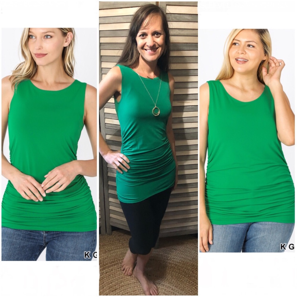 Kelly Green Ruched Side Tank